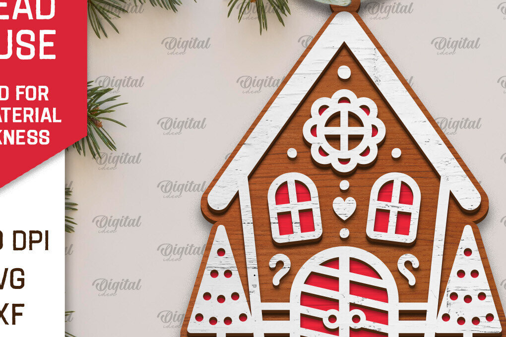 Intra απο ξύλο plywood 3mm-4mm πάχος - Σχέδιο κοπής με λέιζερ Σπίτι μελόψωμο Δίασταση 30x20 cm INTRAFABR-105130117