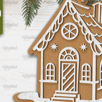 Intra απο ξύλο plywood 3mm-4mm πάχος - Σχέδιο κοπής με λέιζερ Σπίτι μελόψωμο Δίασταση 30x20 cm INTRAFABR-102463024 - Image 1