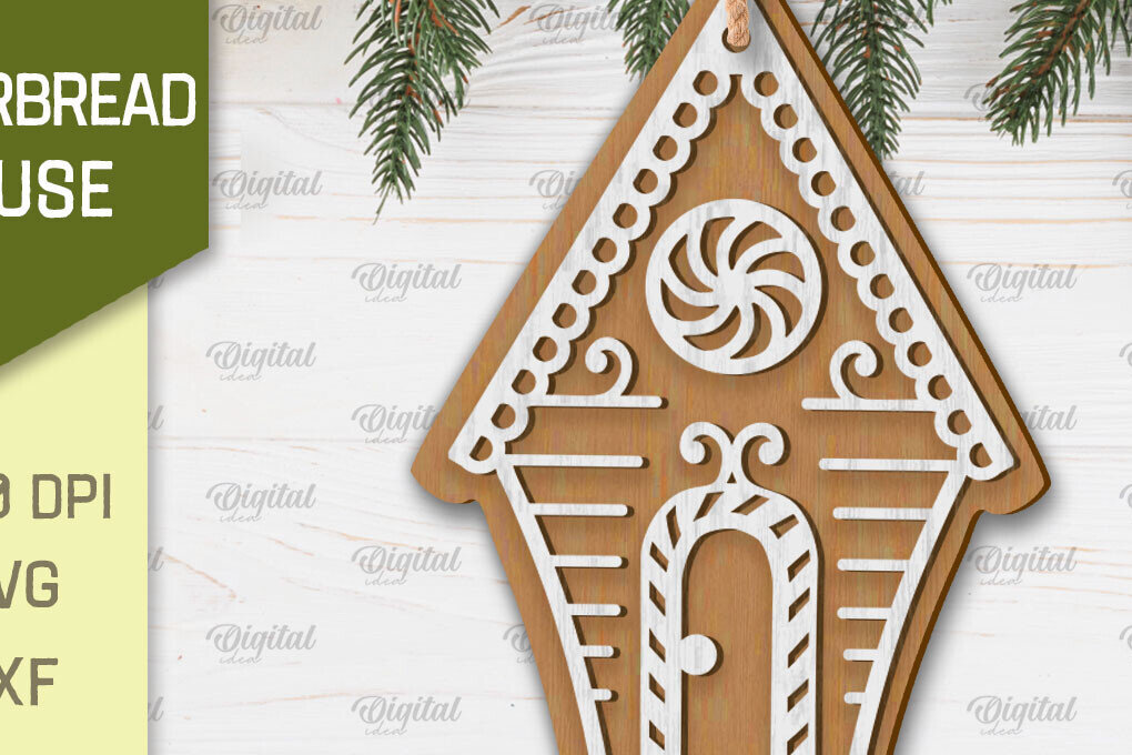 Intra απο ξύλο plywood 3mm-4mm πάχος - Σχέδιο κοπής με λέιζερ Σπίτι μελόψωμο Δίασταση 30x20 cm INTRAFABR-102463043