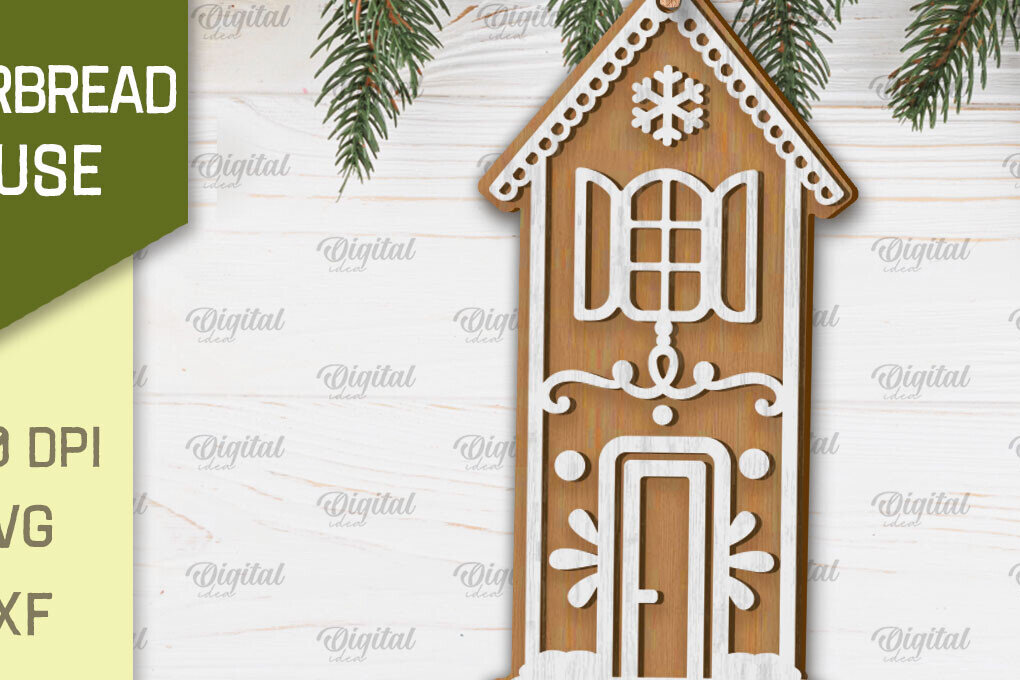 Intra απο ξύλο plywood 3mm-4mm πάχος - Σχέδιο κοπής με λέιζερ Σπίτι μελόψωμο Δίασταση 30x20 cm INTRAFABR-102463056