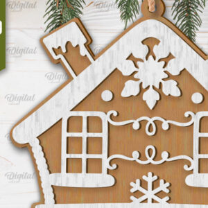 Intra απο ξύλο plywood 3mm-4mm πάχος - Σχέδιο κοπής με λέιζερ Σπίτι μελόψωμο Δίασταση 30x20 cm INTRAFABR-102463070