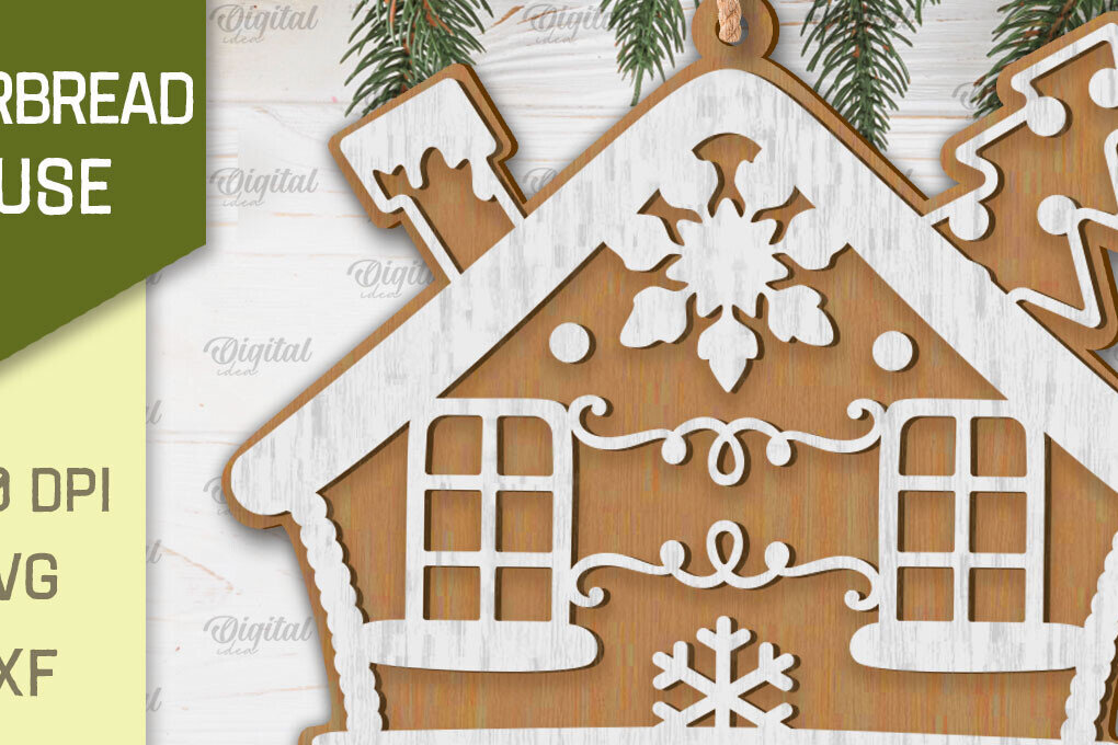 Intra απο ξύλο plywood 3mm-4mm πάχος - Σχέδιο κοπής με λέιζερ Σπίτι μελόψωμο Δίασταση 30x20 cm INTRAFABR-102463070