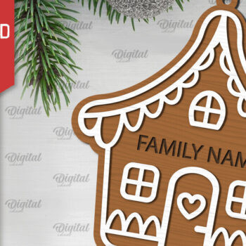 Intra απο ξύλο plywood 3mm-4mm πάχος - Σχέδιο κοπής με λέιζερ Σπίτι μελόψωμο Δίασταση 30x20 cm INTRAFABR-102233902 - Image 1