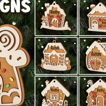 Intra απο ξύλο plywood 3mm-4mm πάχος - Πακέτο στολίδι με μελόψωμο | CNC Δίασταση 6x6 cm INTRAFABR-106125640 - Image 1