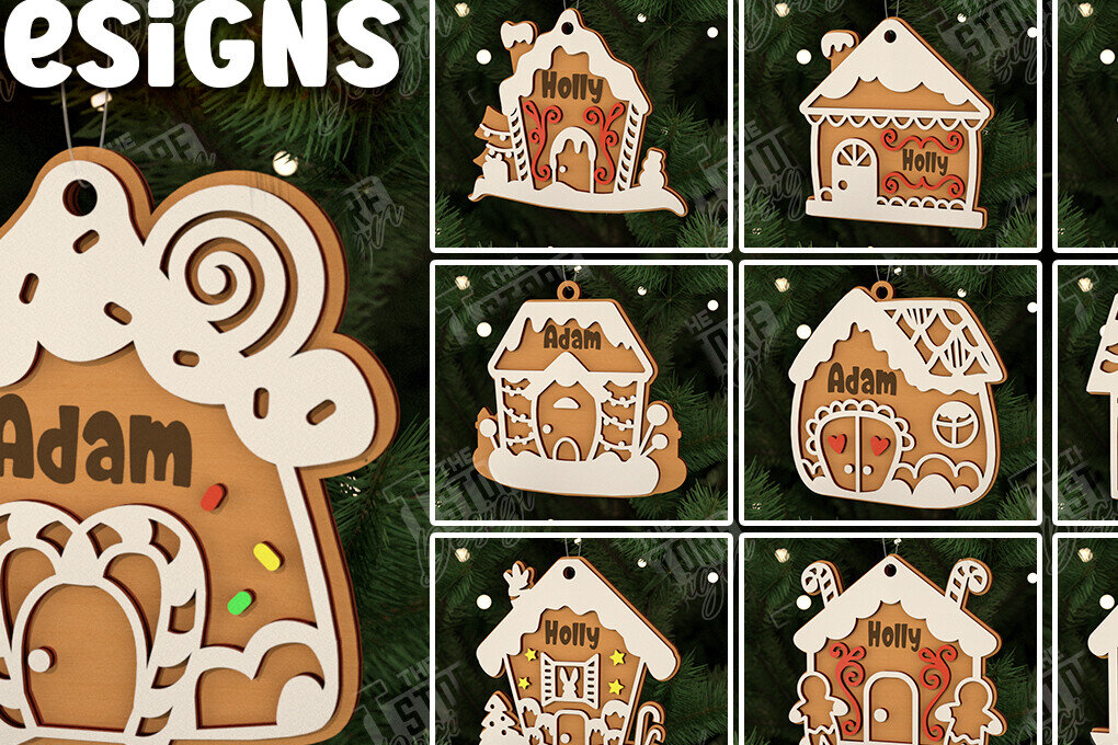 Intra απο ξύλο plywood 3mm-4mm πάχος - Πακέτο στολίδι με μελόψωμο | CNC Δίασταση 6x6 cm INTRAFABR-106125640