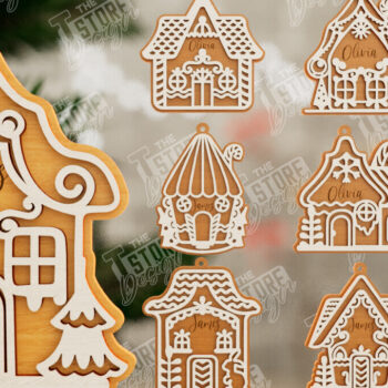 Intra απο ξύλο plywood 3mm-4mm πάχος - Πακέτο στολίδι με μελόψωμο | CNC Δίασταση 6x6 cm INTRAFABR-106016579 - Image 1