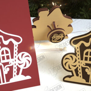 Intra απο ξύλο plywood 3mm-4mm πάχος - Σφραγίδα Gingerbread House |Χριστουγεννιάτικη σφραγίδα Δίασταση 15x15 cm INTRAFABR-107440715