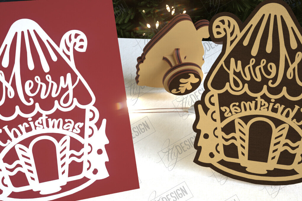 Intra απο ξύλο plywood 3mm-4mm πάχος - Σφραγίδα Gingerbread House |Χριστουγεννιάτικη σφραγίδα Δίασταση 15x15 cm INTRAFABR-107440806