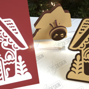 Intra απο ξύλο plywood 3mm-4mm πάχος - Σφραγίδα Gingerbread House |Χριστουγεννιάτικη σφραγίδα Δίασταση 15x15 cm INTRAFABR-107440836