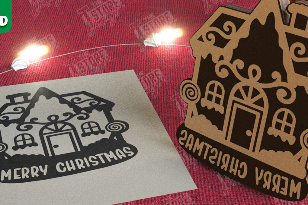 Intra απο ξύλο plywood 3mm-4mm πάχος - Σφραγίδα Gingerbread House |Χριστουγεννιάτικη εκτύπωση| CNC Δίασταση 15x15 cm INTRAFABR-106527719