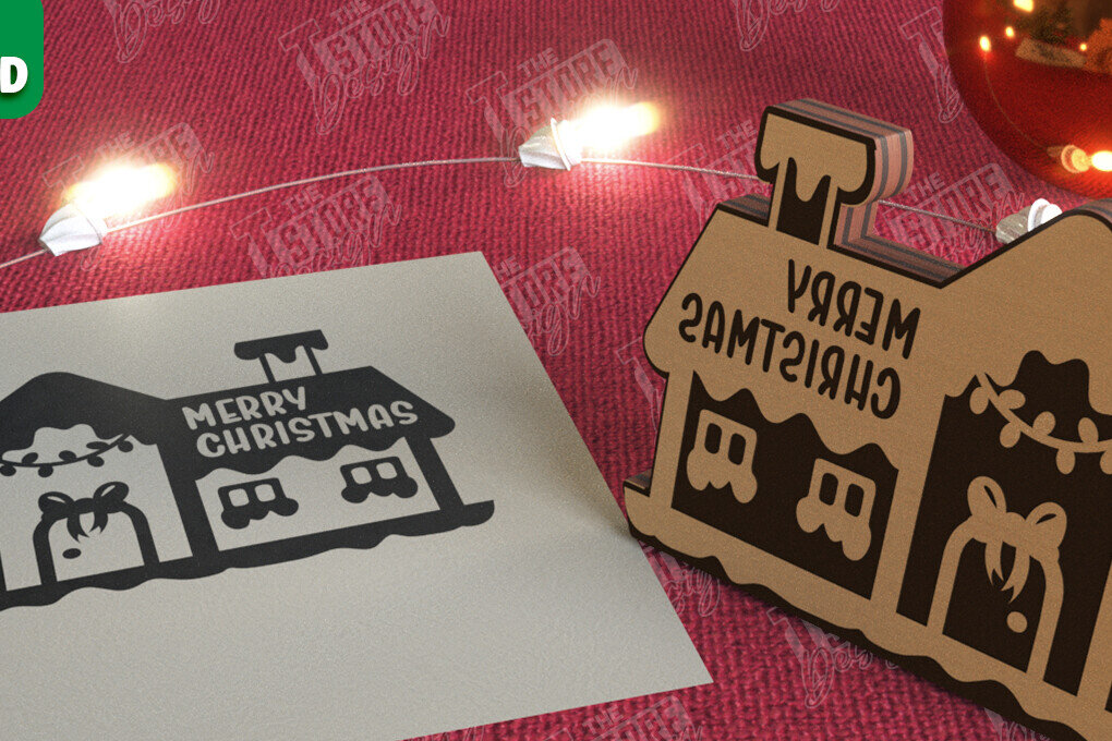 Intra απο ξύλο plywood 3mm-4mm πάχος - Σφραγίδα Gingerbread House |Χριστουγεννιάτικη εκτύπωση| CNC Δίασταση 15x15 cm INTRAFABR-106527803