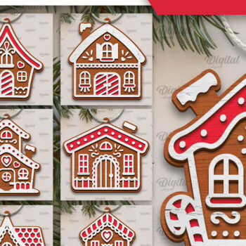 Intra απο ξύλο plywood 3mm-4mm πάχος - Πακέτο κοπής με λέιζερ Gingerbread Houses Δίασταση 30x20 cm INTRAFABR-105132348 - Image 1