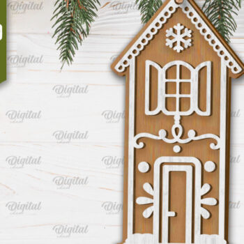 Intra απο ξύλο plywood 3mm-4mm πάχος - Πακέτο κοπής με λέιζερ Gingerbread Houses Δίασταση 30x20 cm INTRAFABR-102463988 - Image 7