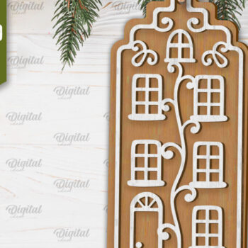 Intra απο ξύλο plywood 3mm-4mm πάχος - Πακέτο κοπής με λέιζερ Gingerbread Houses Δίασταση 30x20 cm INTRAFABR-102463988 - Image 9