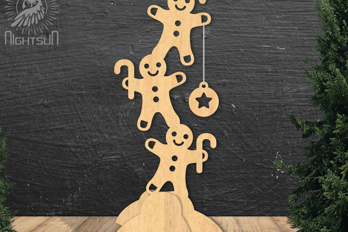 Intra απο ξύλο plywood 3mm-4mm πάχος - Gingerbread Laser Cut Decor Home  Δίασταση 20x20 cm INTRAFABR-112551691