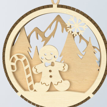 Intra απο ξύλο plywood 3mm-4mm πάχος - Στολίδι με μελόψωμο και ζαχαροκάλαμο Δίασταση 6x6 cm INTRAFABR-107963669 - Image 1