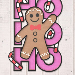 Intra απο ξύλο plywood 3mm-4mm πάχος - Gingerbread Man HO HO HO Sign Laser Cut Δίασταση 30x20 cm INTRAFABR-106853543