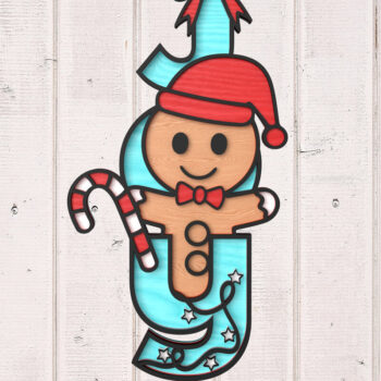 Intra απο ξύλο plywood 3mm-4mm πάχος - Gingerbread Man Joy Στολίδι με λέιζερ Δίασταση 6x6 cm INTRAFABR-106529927 - Image 1