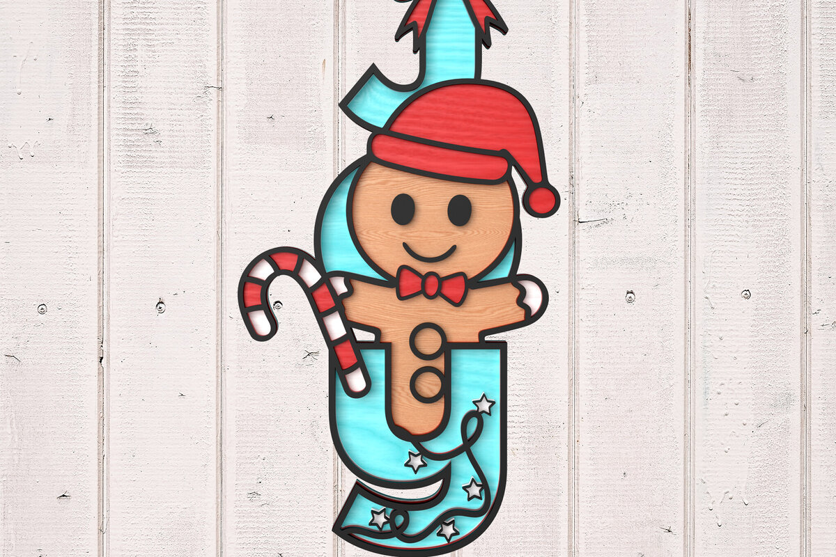 Intra απο ξύλο plywood 3mm-4mm πάχος - Gingerbread Man Joy Στολίδι με λέιζερ Δίασταση 6x6 cm INTRAFABR-106529927