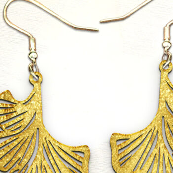 Intra απο ξύλο plywood 3mm-4mm πάχος - Σκουλαρίκια Ginko Leaf Cut Laser. Δίασταση 3x3 cm INTRAFABR-121156839 - Image 1