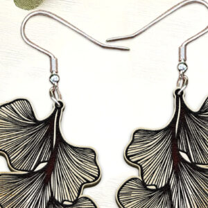 Intra απο ξύλο plywood 3mm-4mm πάχος - Σκουλαρίκια Ginko Leaf Cut Laser. Δίασταση 3x3 cm INTRAFABR-121136846