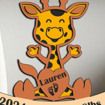 Intra απο ξύλο plywood 3mm-4mm πάχος - Giraffe Baby Sign Board  Δίασταση 30x20 cm INTRAFABR-107900402 - Image 2