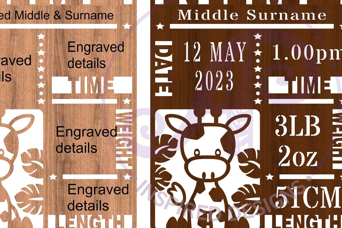 Intra απο ξύλο plywood 3mm-4mm πάχος -  κοπής  Stats Baby Giraffe Δίασταση 30x20 cm INTRAFABR-69442315