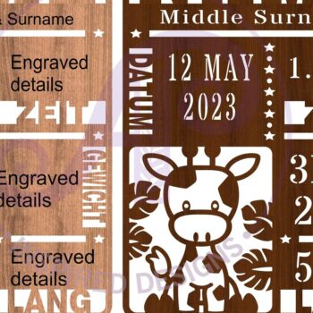 Intra απο ξύλο plywood 3mm-4mm πάχος -  κοπής  Stats Baby Giraffe Δίασταση 30x20 cm INTRAFABR-69442315 - Image 4