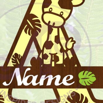 Intra απο ξύλο plywood 3mm-4mm πάχος - Μονόγραμμα  με κεφαλαίο καμηλοπάρδαλη Δίασταση 30x20 cm INTRAFABR-69376573 - Image 1