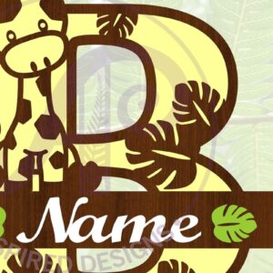 Intra απο ξύλο plywood 3mm-4mm πάχος - Καμηλοπάρδαλη κεφαλαίο Β μονόγραμμα  Δίασταση 30x20 cm INTRAFABR-69376593