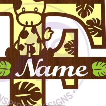 Intra απο ξύλο plywood 3mm-4mm πάχος - Καμηλοπάρδαλη κεφαλαίο F Μονόγραμμα Δίασταση 30x20 cm INTRAFABR-69376677 - Image 2