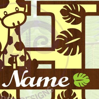 Intra απο ξύλο plywood 3mm-4mm πάχος - Giraffe Capital H Μονόγραμμα Δίασταση 30x20 cm INTRAFABR-69376722 - Image 1