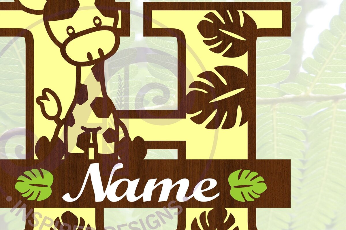 Intra απο ξύλο plywood 3mm-4mm πάχος - Giraffe Capital H Μονόγραμμα  Δίασταση 30x20 cm INTRAFABR-69376722