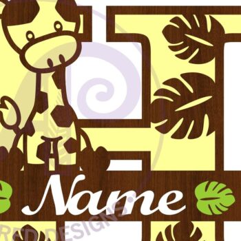 Intra απο ξύλο plywood 3mm-4mm πάχος - Giraffe Capital H Μονόγραμμα Δίασταση 30x20 cm INTRAFABR-69376722 - Image 3