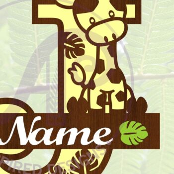 Intra απο ξύλο plywood 3mm-4mm πάχος - Giraffe Capital J Μονόγραμμα Δίασταση 30x20 cm INTRAFABR-69376768 - Image 1