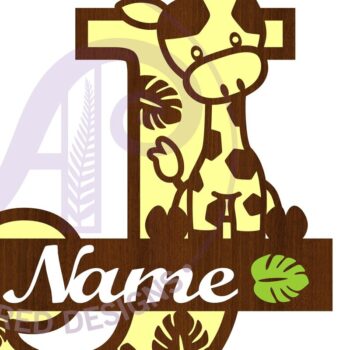 Intra απο ξύλο plywood 3mm-4mm πάχος - Giraffe Capital J Μονόγραμμα Δίασταση 30x20 cm INTRAFABR-69376768 - Image 3