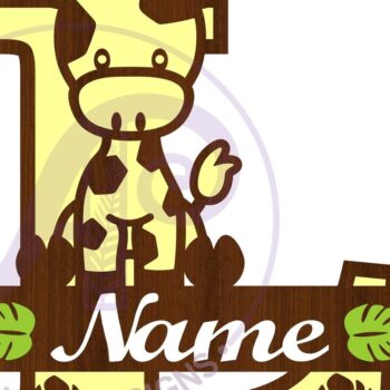 Intra απο ξύλο plywood 3mm-4mm πάχος - Καμηλοπάρδαλη κεφαλαίο L Μονόγραμμα Δίασταση 30x20 cm INTRAFABR-69376821 - Image 3