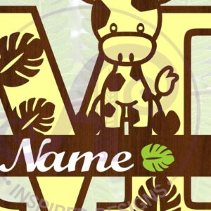 Intra απο ξύλο plywood 3mm-4mm πάχος - Καμηλοπάρδαλη κεφαλαίο M μονόγραμμα  Δίασταση 30x20 cm INTRAFABR-69376846