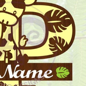 Intra απο ξύλο plywood 3mm-4mm πάχος - Καμηλοπάρδαλη κεφαλαίο P Μονόγραμμα  Δίασταση 30x20 cm INTRAFABR-69377362