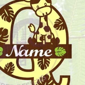 Intra απο ξύλο plywood 3mm-4mm πάχος - Giraffe Capital Q Μονόγραμμα  Δίασταση 30x20 cm INTRAFABR-69377381