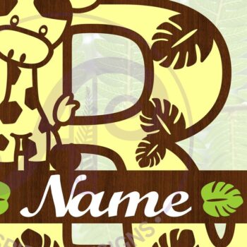 Intra απο ξύλο plywood 3mm-4mm πάχος - Giraffe Capital R Μονόγραμμα Δίασταση 30x20 cm INTRAFABR-69377396 - Image 1