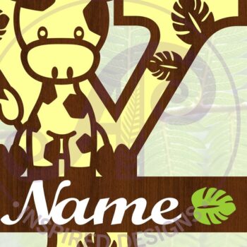 Intra απο ξύλο plywood 3mm-4mm πάχος - Μονόγραμμα  με κεφαλαίο Y της καμηλοπάρδαλης Δίασταση 30x20 cm INTRAFABR-69377572 - Image 1