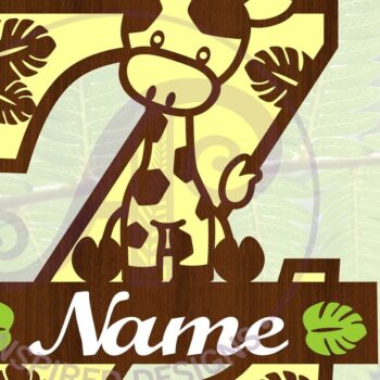 Intra απο ξύλο plywood 3mm-4mm πάχος - Μονόγραμμα  με κεφαλαίο Z της καμηλοπάρδαλης Δίασταση 30x20 cm INTRAFABR-69377602 - Image 1