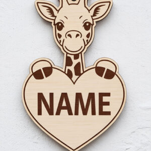 Intra απο ξύλο plywood 3mm-4mm πάχος - Giraffe Heart Name Keychain  Δίασταση 4x4 cm INTRAFABR-122895871