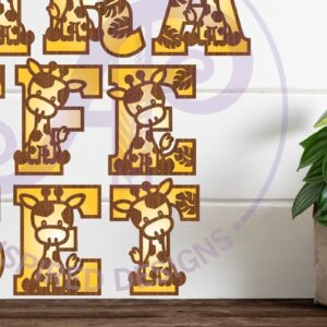 Intra απο ξύλο plywood 3mm-4mm πάχος - Giraffe Name Letters Alphabet Σετ X 45 Δίασταση 30x20 cm INTRAFABR-91466522