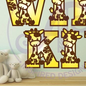 Intra απο ξύλο plywood 3mm-4mm πάχος - Giraffe Name Letters Alphabet Σετ X 45 Δίασταση 30x20 cm INTRAFABR-91466522 - Image 2