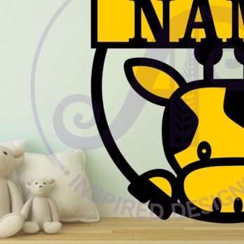 Intra απο ξύλο plywood 3mm-4mm πάχος - Πινακίδα ονόματος καμηλοπάρδαλης που κρυφοκοιτάζει Laser Cut Δίασταση 30x20 cm INTRAFABR-96342451 - Image 2