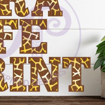 Intra απο ξύλο plywood 3mm-4mm πάχος - Giraffe Print Name Γράμματα Σετ αλφαβήτου. Δίασταση 30x20 cm INTRAFABR-91466824 - Image 1