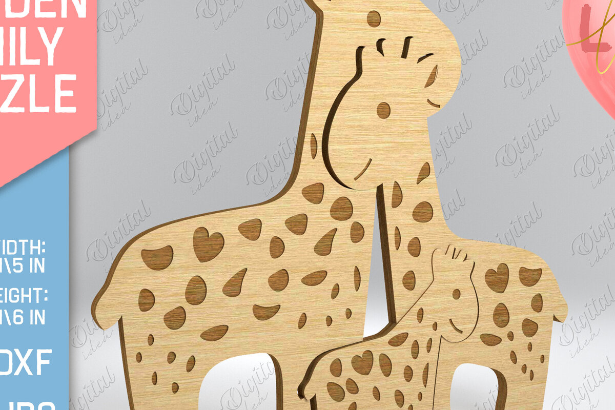 Intra απο ξύλο plywood 3mm-4mm πάχος - Καμηλοπάρδαλη . Ξύλινο Family Puzzle Laser Δίασταση 30x20 cm INTRAFABR-83146448