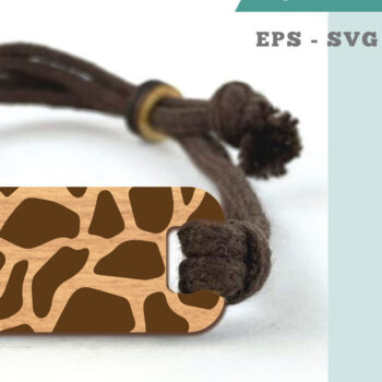 Intra απο ξύλο plywood 3mm-4mm πάχος - Βραχιόλι κοπής με λέιζερ Giraffe Texture Δίασταση 4x4 cm INTRAFABR-105089821 - Image 1